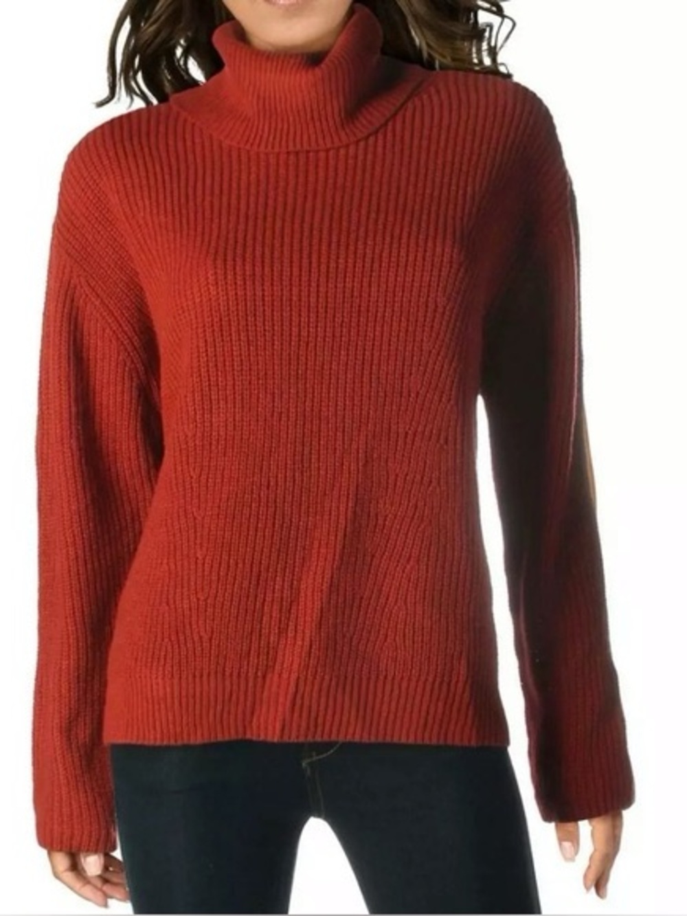 Sanctuary Rust Ribbed Turtleneck Sweater